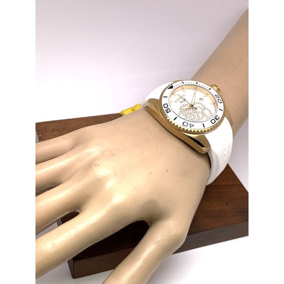 Invicta Women's Watch 0488 Angel Quartz Mother of Pearl Gold White Rubber Strap - Picture 4 of 14